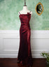 Beautiful Wine Red Straps Long Prom Dress, Wine Red Evening Dress Party Dress