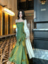 Green Satin Straps Long Evening Dress Prom Dress, Green Satin Scoop Evening Dress Formal Dress