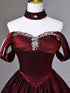 A-line Satin Beaded Sweetheart Off Shoulder Prom Dress, Wine Red Long Quinceanera Dresses