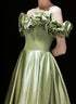 Green Satin Off Shoulder Prom Dress, A-line Green Evening Dress Party Dress