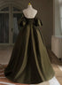 Green Satin Off Shoulder Long Formal Dress, Simple Satin Green Prom Dress Evening Dress