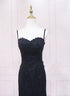 Black Lace Straps Long Party Dress Prom Dress, Black Evening Dress
