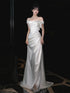 White Satin Mermaid Sweetheart Party Dress Prom Dress, White Satin Evening Dress