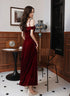 Wine Red Velvet Simple Sweetheart Off Shoulder Party Dress, Wine Red Velvet Prom Dress