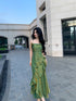 Green Satin Straps Long Evening Dress Prom Dress, Green Satin Scoop Evening Dress Formal Dress