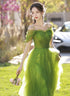 Lovely Green Tulle Beaded Straps Short Party Dress, Green Short Homecoming Dress