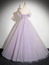 Lavender Tulle Sweetheart Off Shoulder Long Formal Dress, Lavender Prom Dress
