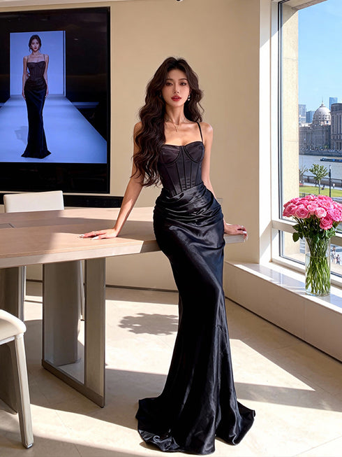 Black Mermaid Long Prom Dress Formal Dress, Black Sweetheart Formal Dress Evening Dress