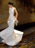 White Haler Satin Long Party Dress Prom Dress, White Satin Evening Dress