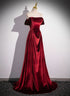 Wine Red Velvet Floor Length Long Formal Dress, A-line Velvet Bridesmaid Dress