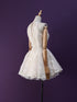 Ivory Lace Halter Short Party Dress Grduation Dress, Lace Halter Short Formal Dress