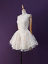 Ivory Lace Halter Short Party Dress Grduation Dress, Lace Halter Short Formal Dress