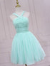 Mint Green Chiffon Short Wedding Party Dress, Mint Green Formal Dress