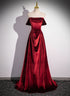 Wine Red Velvet Floor Length Long Formal Dress, A-line Velvet Bridesmaid Dress