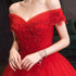 Red Off Shoulder Ball Gown Tulle with Lace Applique Party Dress, Red Sweet 16 Dress
