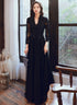 Black Tulle with Lace Long Sleeves A-line Prom Dress, Black Evening Dress Party Dress