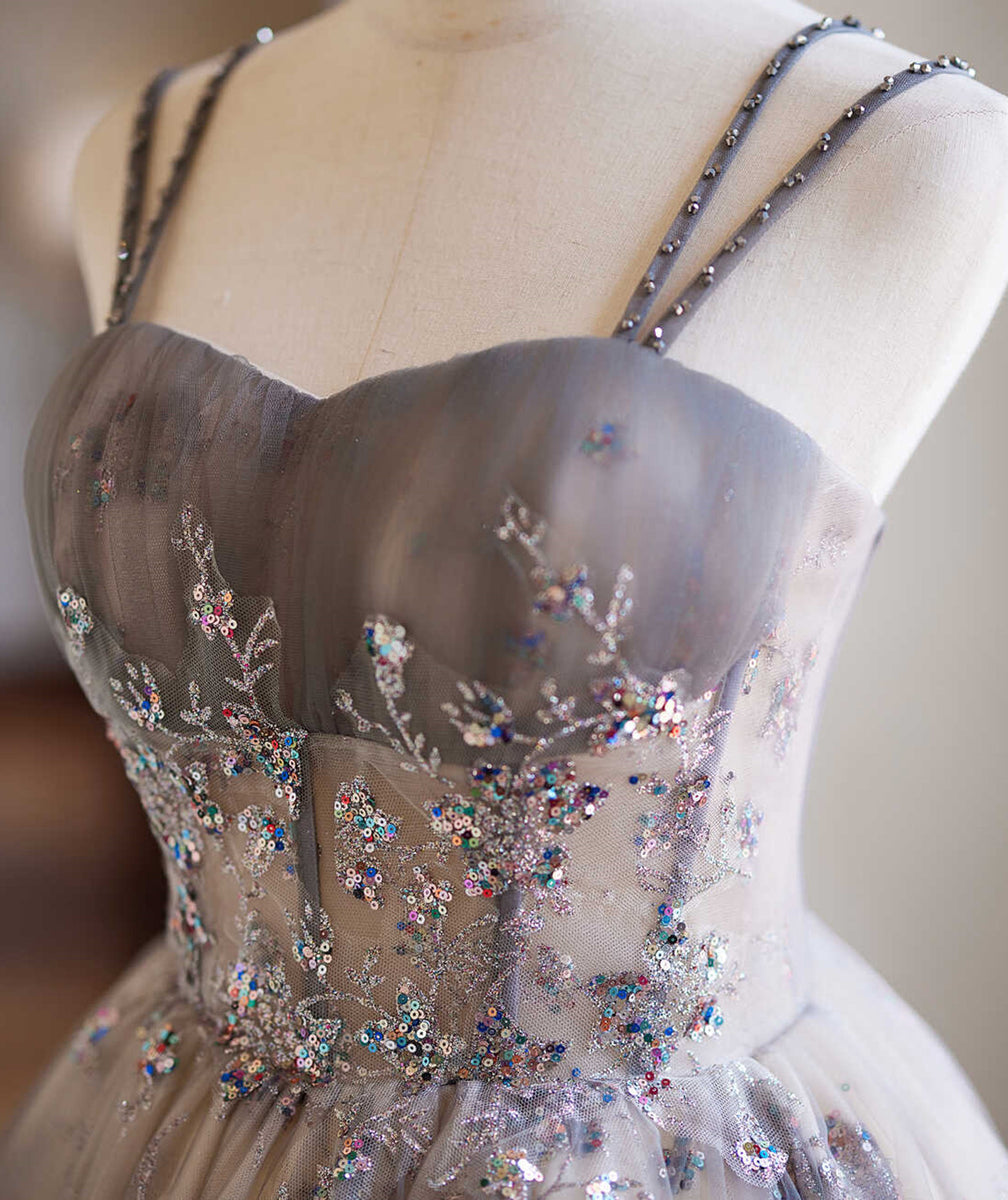A-line Tulle Beaded Straps Sweetheart Party Dress