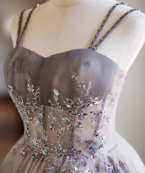 A-Line Tulle Beaded Short Party Dress, Tulle Sweetheart Homecoming Dress