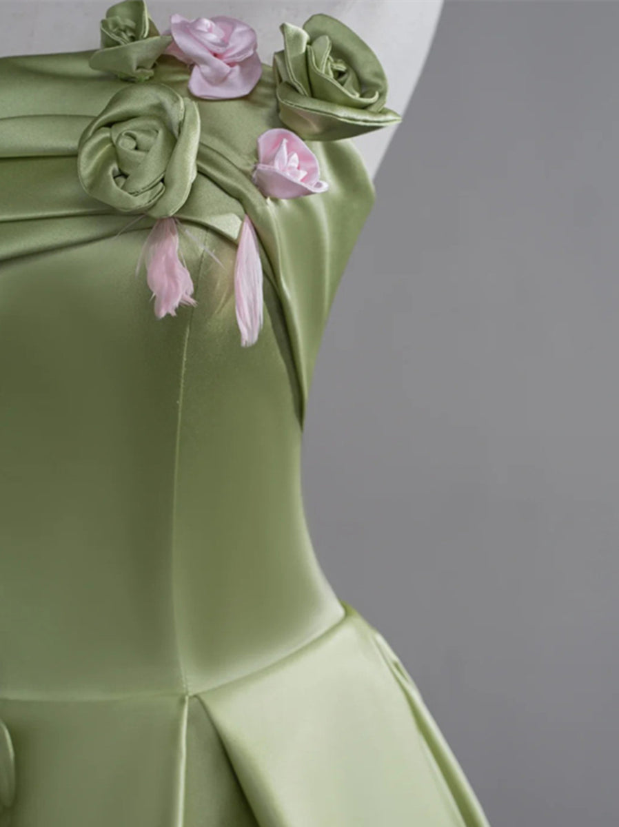 Hannah green satin dress main image 0