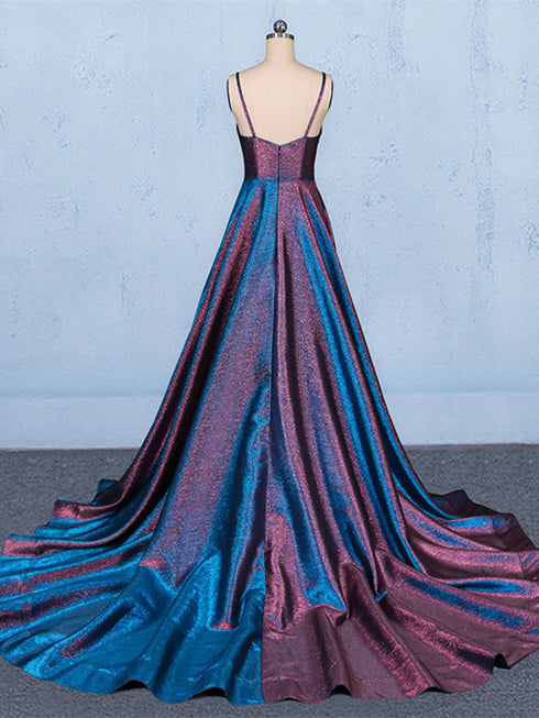 A-line V-neckline Straps Floor Length Wedding Party Dress, Simple Long Formal Dress Prom Dress