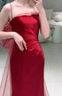 Red Satin Mermaid Long Party Dress with Train, Red Satin Evening Dress