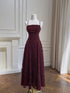Vintage-Inspired Dark Red Floral Lace Prom Dress, Romantic A-Line Evening Gown