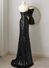 Black Scoop Sequins Floor Length Prom Dress, Black Sequins Evening Dress