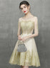 Champagne Knee Length Tulle with Lace Party Dress, Short Homecoming Dress