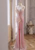Pink Sequins Mermaid Sweetheart Long Prom Dress, Pink Sequins Evening Dress
