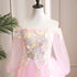 Cute Pink Ball Gown Sweet 16 Dress with Flowers, Pink Tulle Long Formal Dress