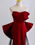 Chic Wine Red and Black Satin Long Party Dress, Beautiful Prom Dress