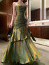 Green Chic Straps Long Prom Dress, Ruched Mermaid Green Evening Gown