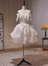 Ivory Chiffon with Lace Straps Short Party Dress, Ivory Graduation Dress Formal Dress
