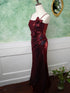 Beautiful Wine Red Straps Long Prom Dress, Wine Red Evening Dress Party Dress
