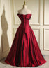 Wine Red and Black Sweetheart Off Shoulder Prom Dress, A-line Evening Dress