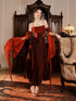 A-line Straps Satin Wine Red Long Party Dress with Sleeves, Wine Red Formal Dress