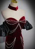 Beauiful Wine Red Off Shoulder Mermaid Long Prom Dress, Wine Red Party Dress