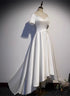 White High Low Satin Beaded Party Dress, White Wedding Party Dress