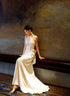 White Haler Satin Long Party Dress Prom Dress, White Satin Evening Dress