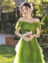 Lovely Green Tulle Beaded Straps Short Party Dress, Green Short Homecoming Dress