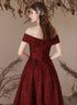 Wine Red Off Shoulder Simple A-line Prom Dress, Wine Red Evening Dress