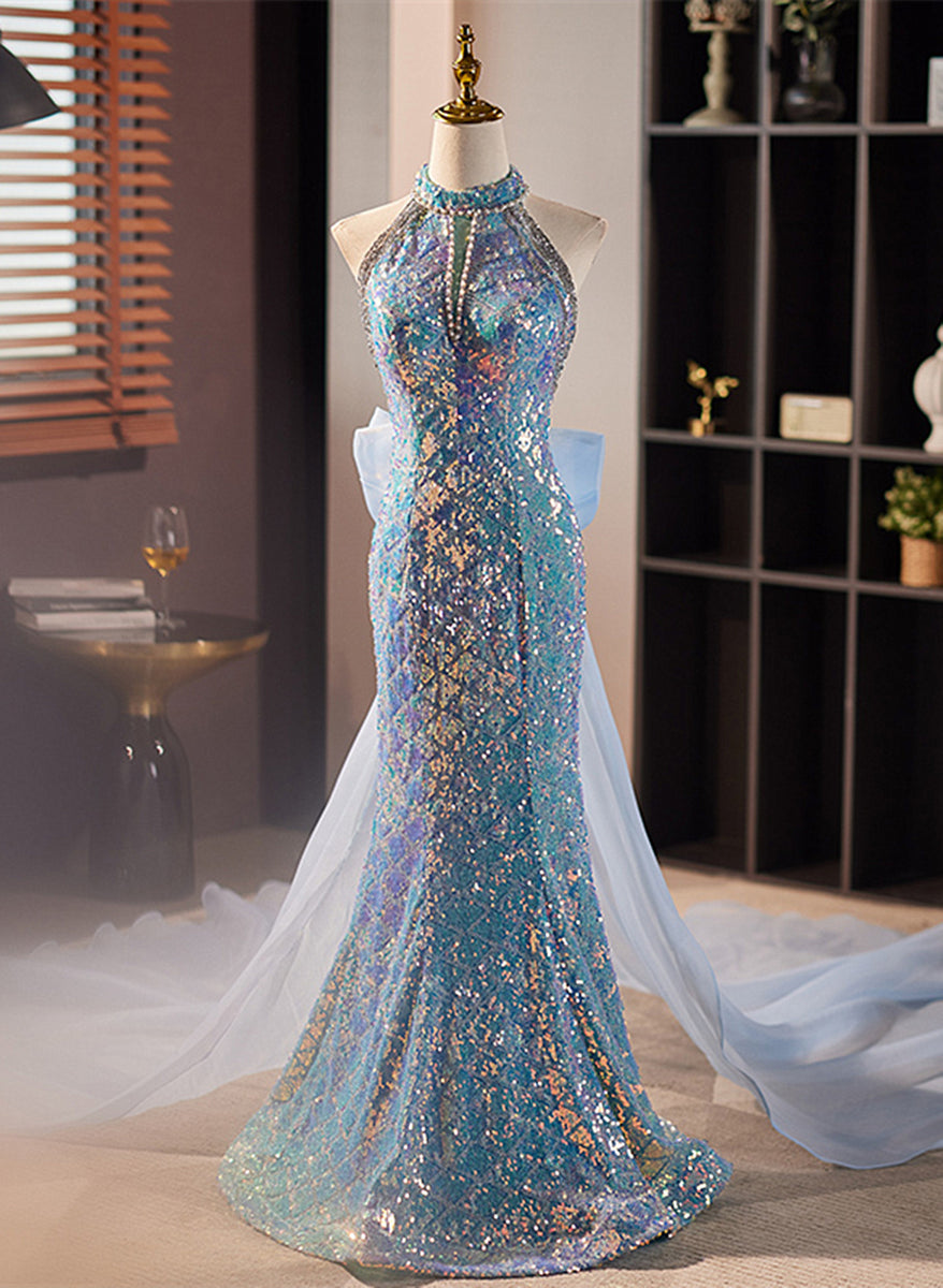 SELIN BOW PARTY DRESS - BLUE main image 1