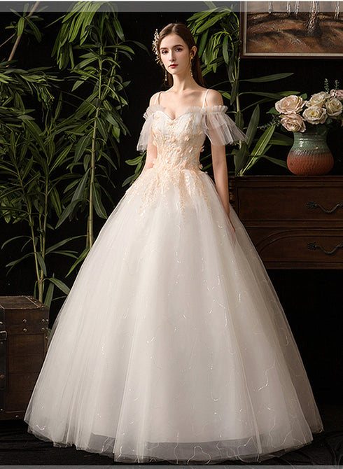 Lovely White Tulle with Lace Off Shoulder Party Dress, White Straps Long Sweet 16 Dress