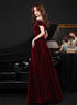 Wine Red Off Shoulder Simple Scoop Long Party Dress, Wine Red Evening Dress