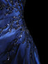 Strapless Navy Blue Prom Gown with Beaded Embroidery, A-line Navy Blue Long Party Dress