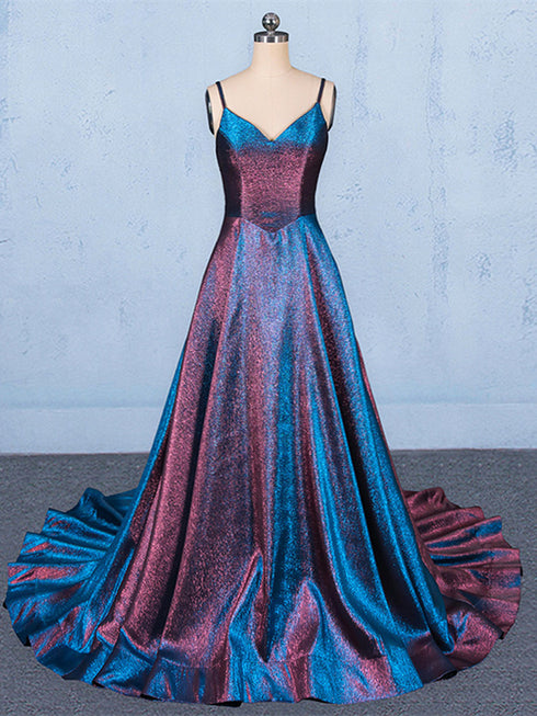 A-line V-neckline Straps Floor Length Wedding Party Dress, Simple Long Formal Dress Prom Dress