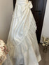 Ivory Satin with Lace Applique Off Shoulder Long Formal Dress, Ivory Satin Prom Dress Party Dress