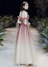 Pink Sweetheart Off Shoulder Party Dress, Pink Gradient Tulle Formal Dress