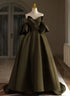Green Satin Off Shoulder Long Formal Dress, Simple Satin Green Prom Dress Evening Dress