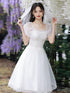 Cute Short Tulle Party Dress with Beadings, White Formal Dress Graduation Dress